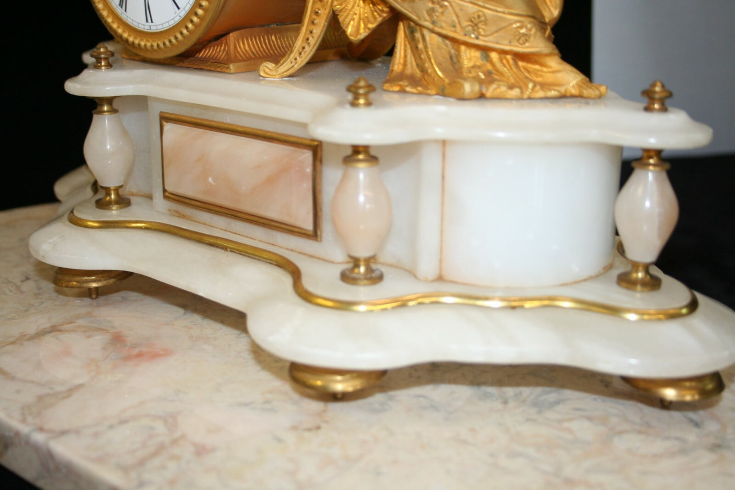 FRENCH FIGURAL GILT & ONYX GLASS DOME CLOCK 1875 Lenzkirch