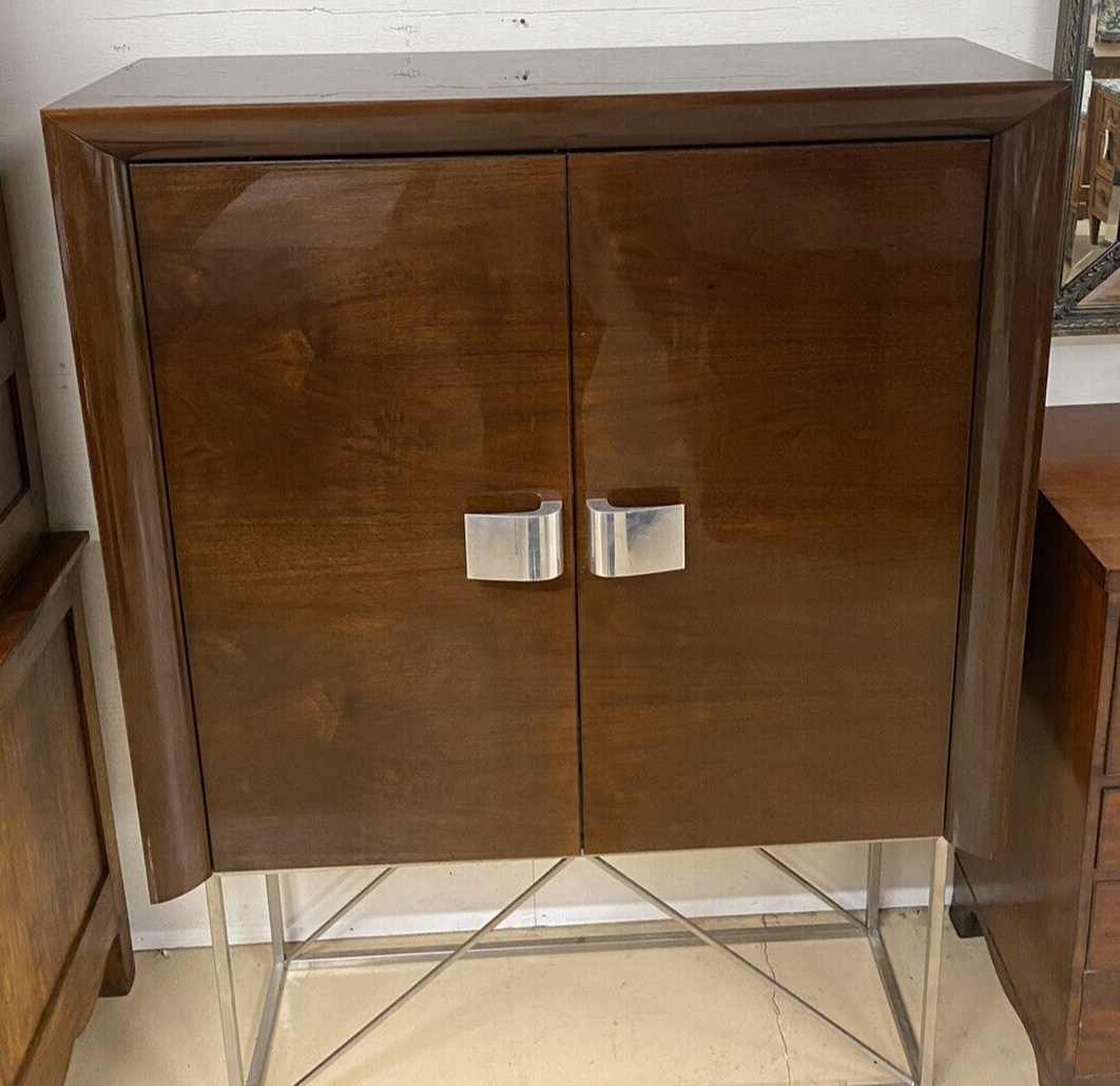 5th AVENUE BY MALERBA ITALIAN LACQUERED MAHOGANY LIQUOR DISPLAY CABINET BAR