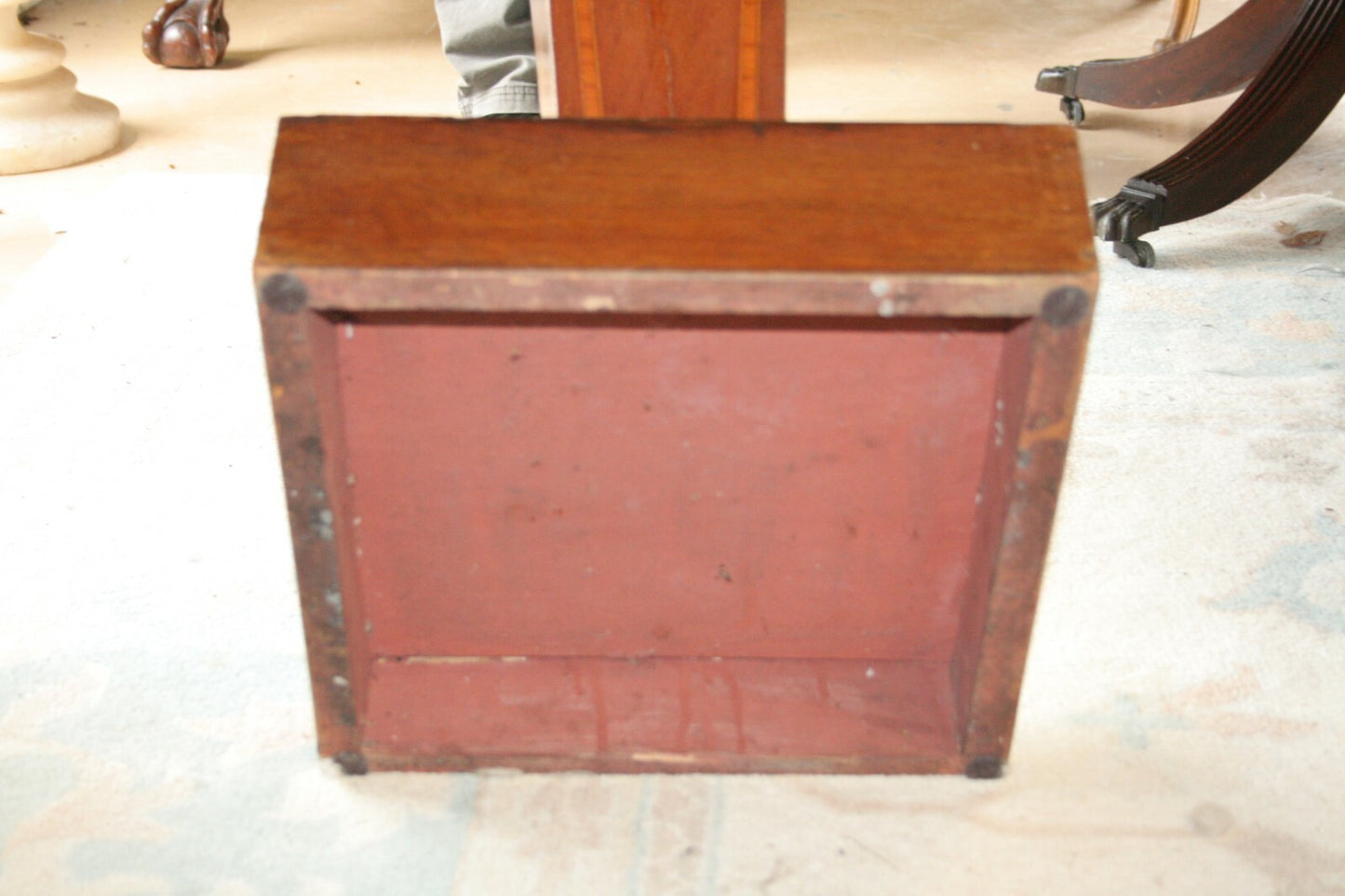 Antique Walnut French Pedestal Display Inlaid H 47" x 13.5" Square Top