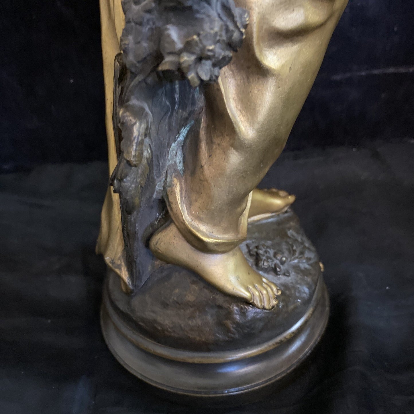 Rose De Mai Gilt Bronze Statue Rose of May Merchant Woman 20 1/4" MH