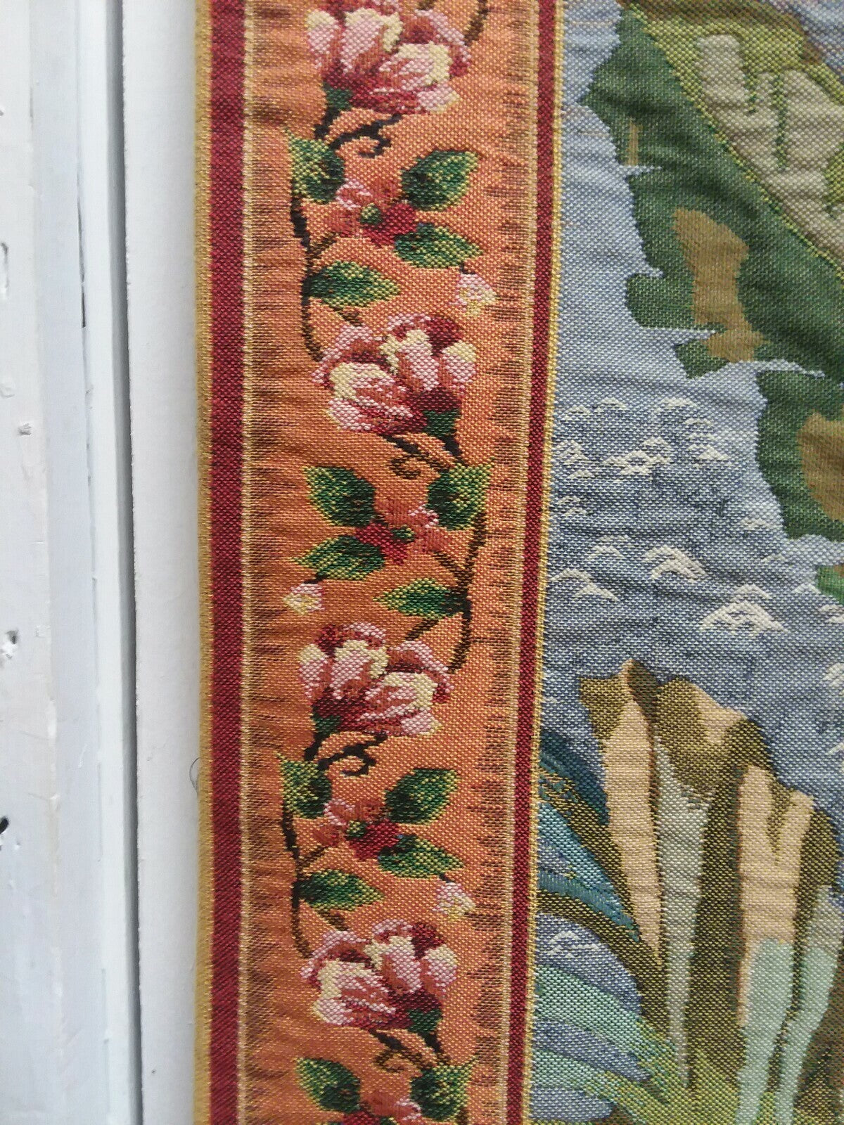 2 Parrots French Woven Tapestry Contemporary Design Wall Hanging 48.5''x30.75''