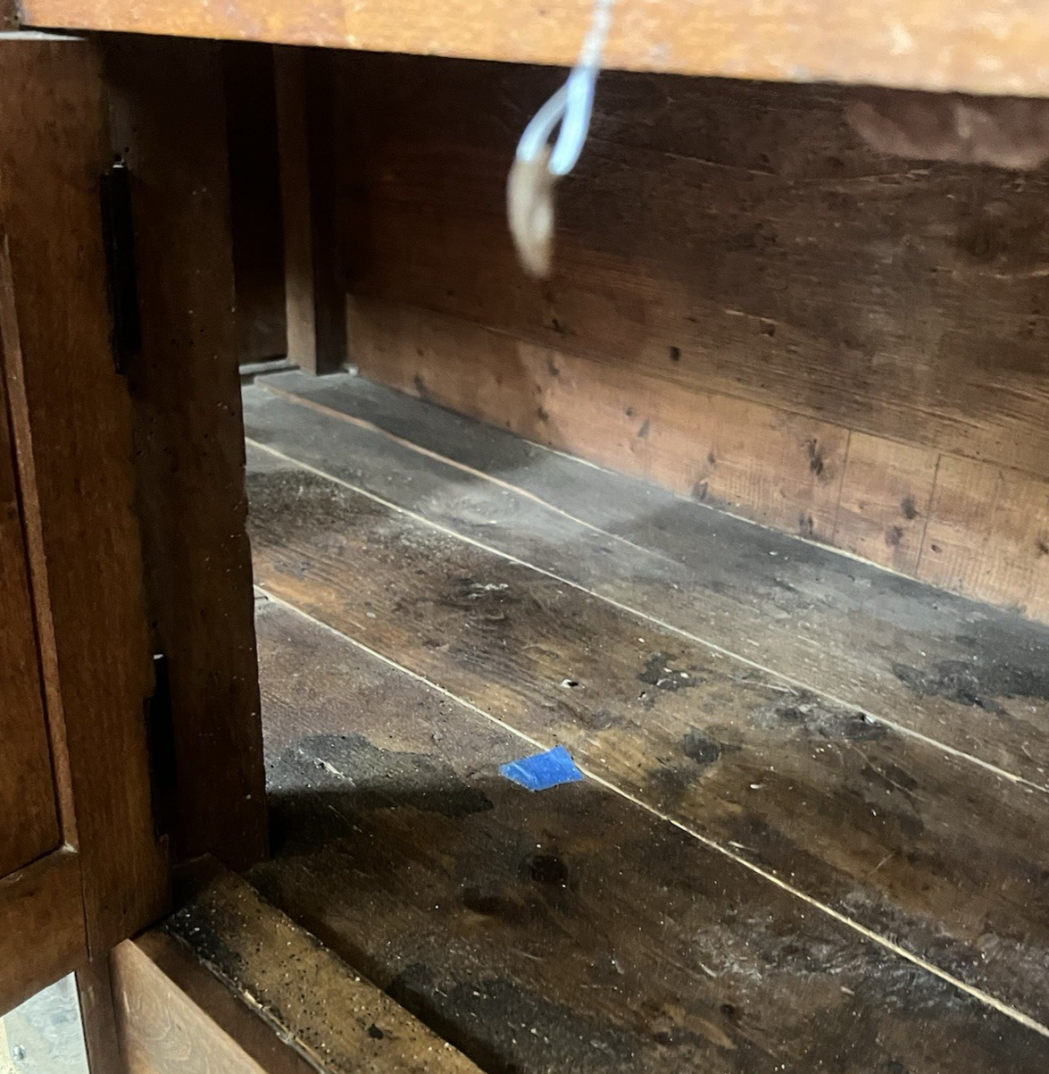 ANTIQUE FRENCH CARVED MIXED WOOD BUTCHER'S BLOCK WORK TABLE ISLAND 61" x 21"