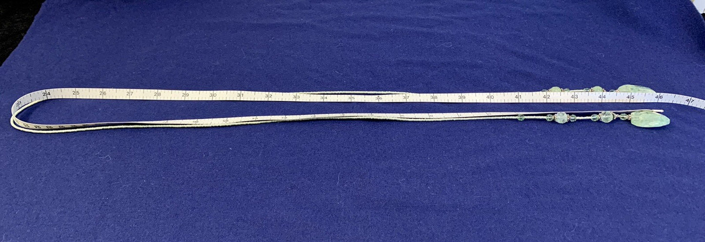 Glass Beaded 46" Mint Green Lariat Necklace & Earring Set Never Worn Great Gift