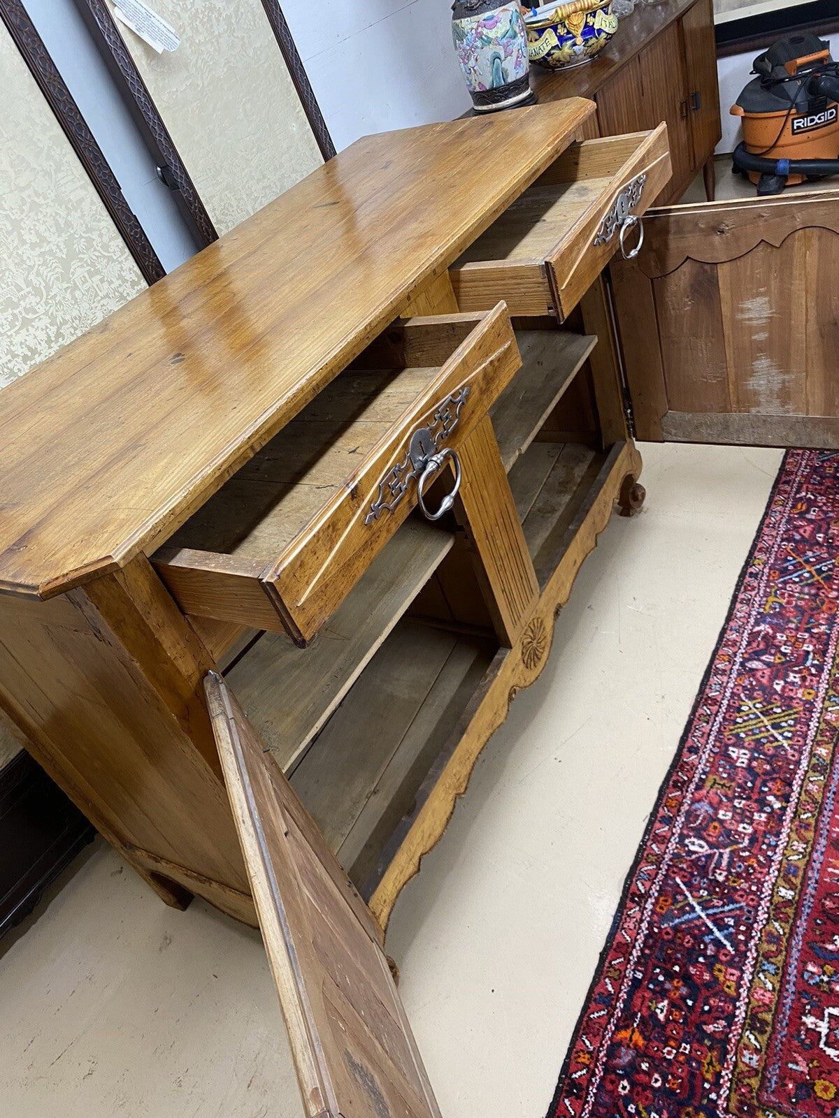 Antique 19th Century French Louis XV Cherry Buffet Chest Sideboard