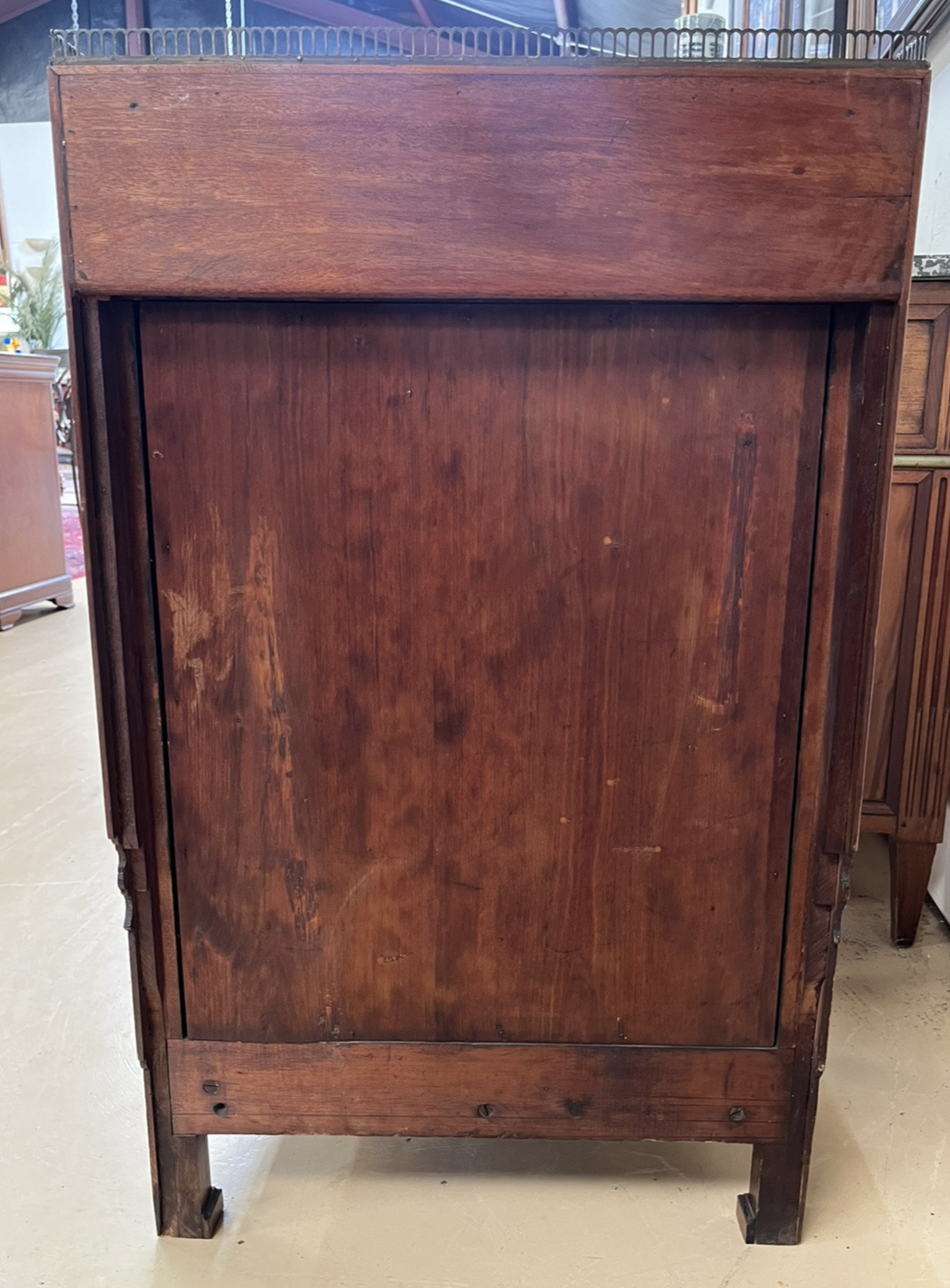 LOUIS XVI STYLE MARBLE-TOP MIRRORED ENTRYWAY PIER CONSOLE END TABLE