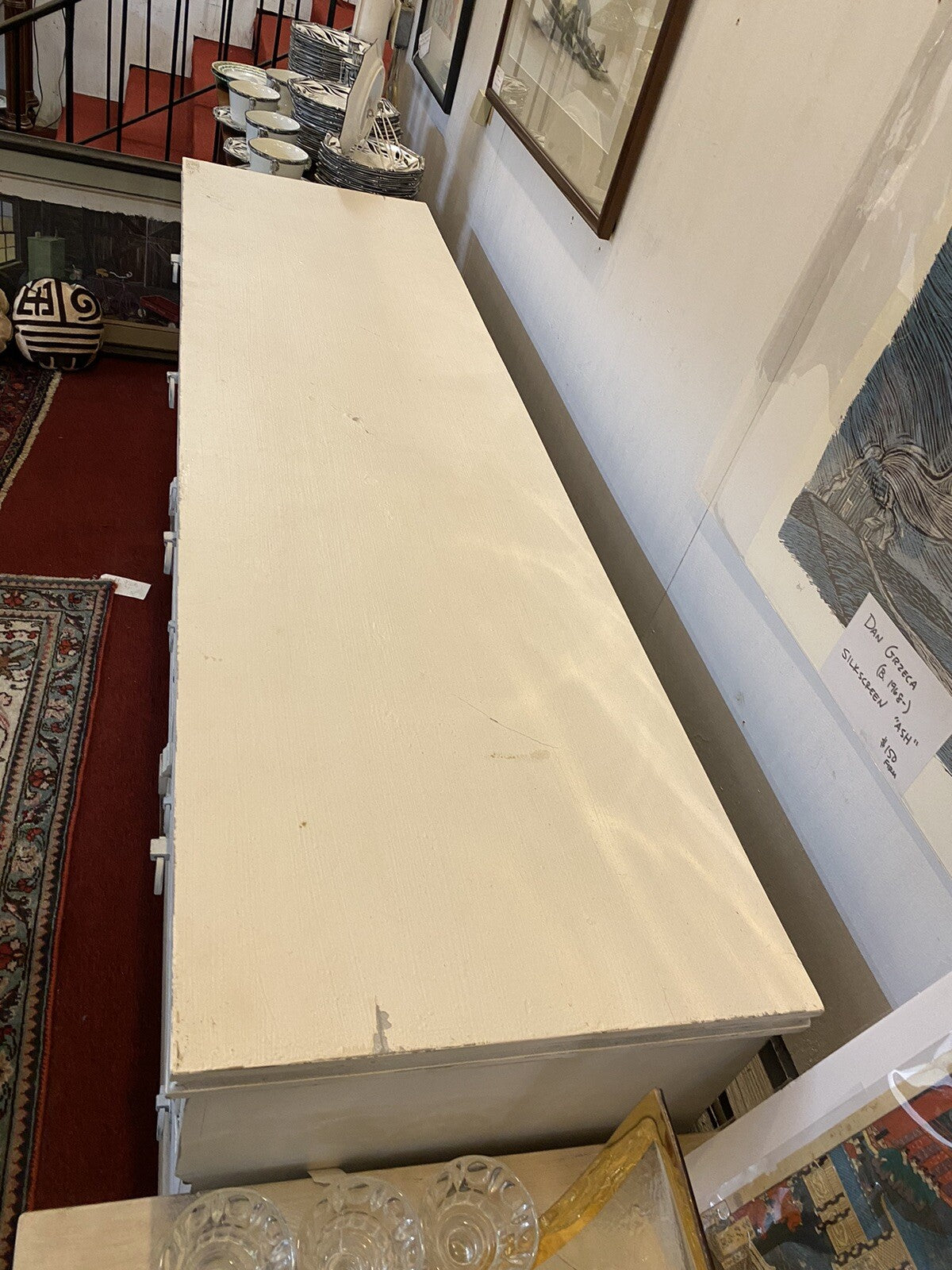 White Painted Louis XVI Style Polychromed Dresser Sideboard Chest