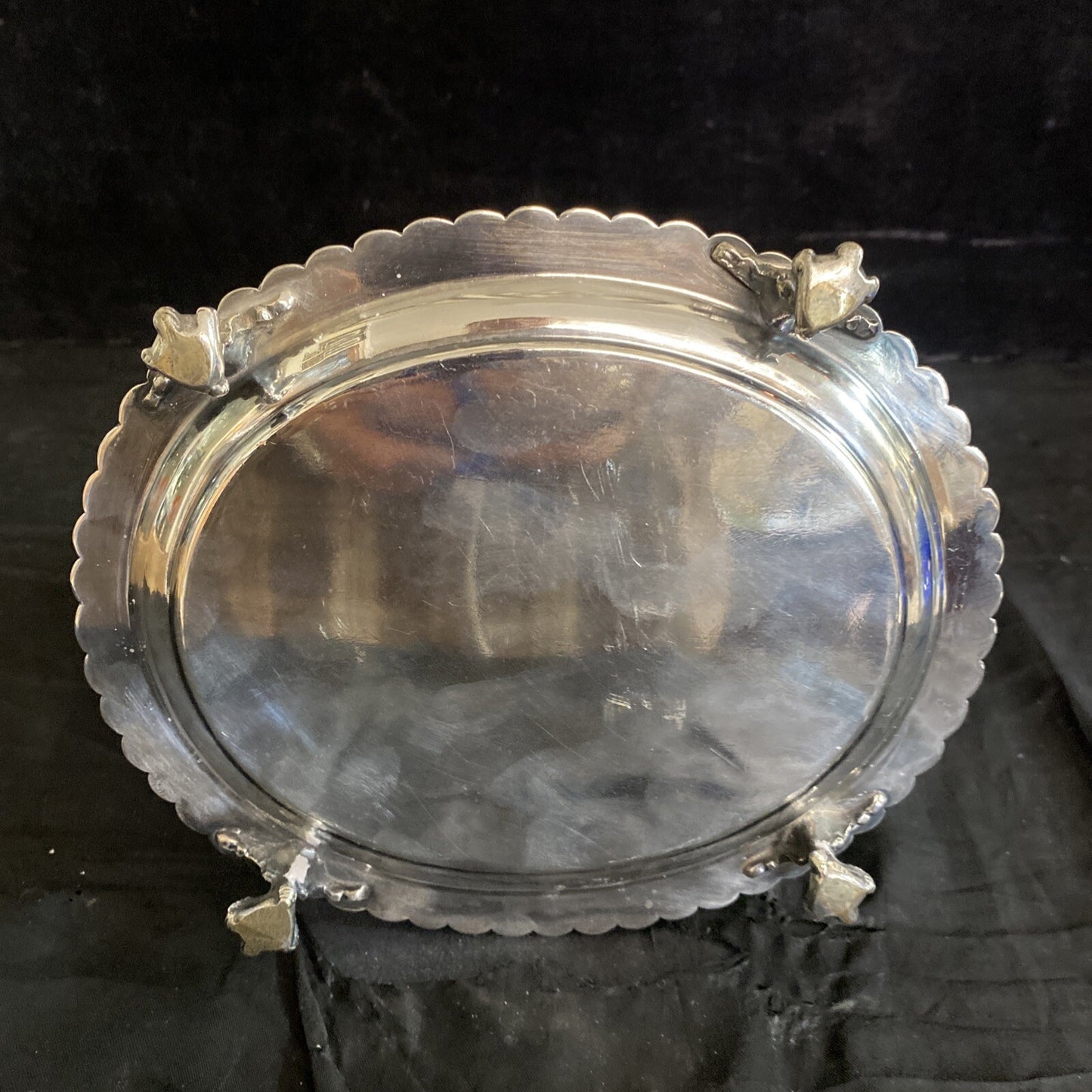 Antique Victorian Footed Silverplate Tea Caddy Biscuit Box