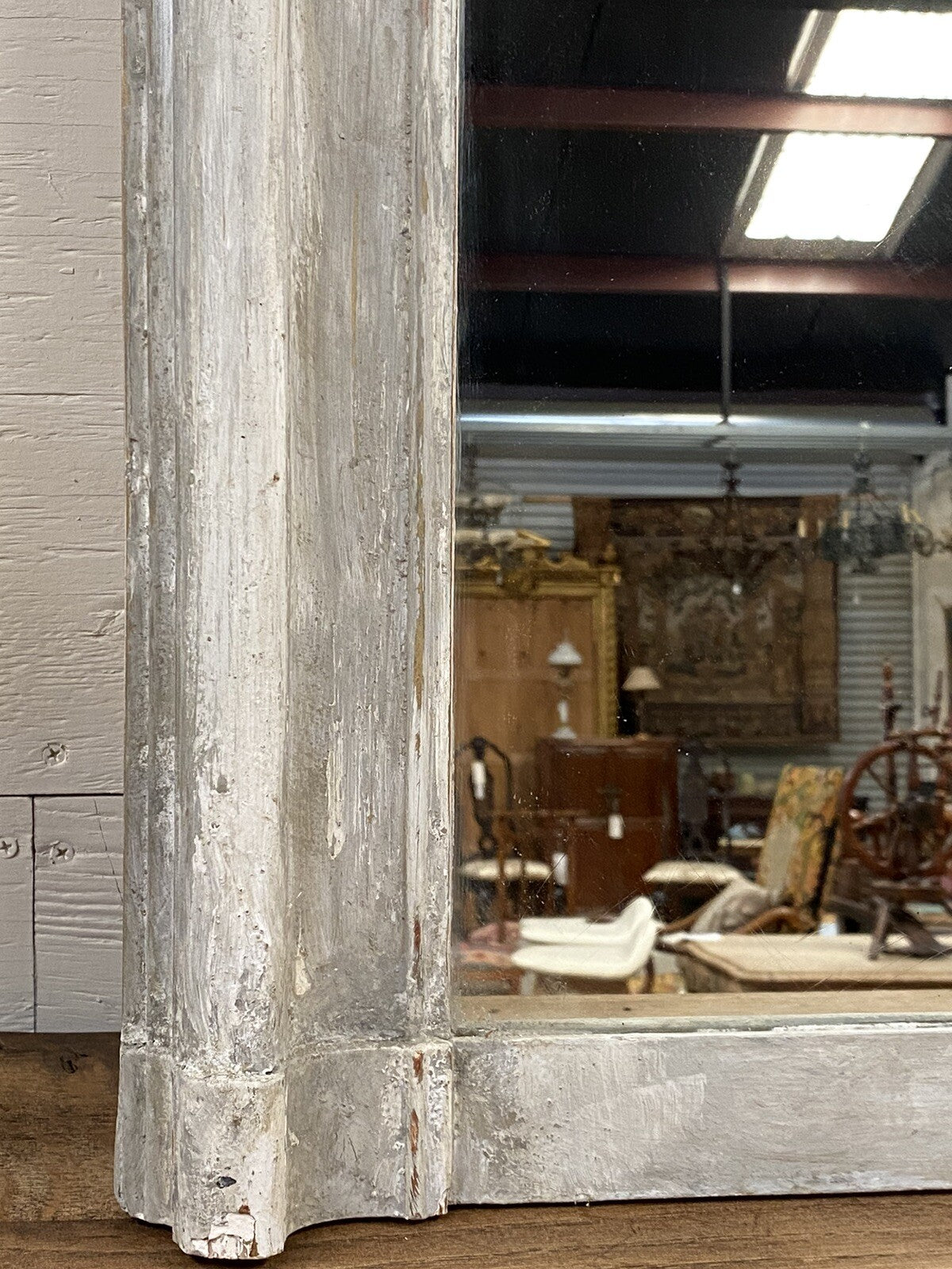 Painted Antique French Louis XV Rococo Style Floor Entryway Mirror 58" x 35"