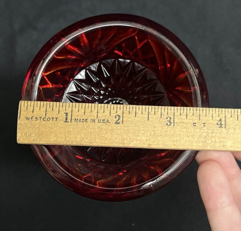 Imperial Glass OH Cosmos Ruby Carnival Cupped Flower Vase 6 3/4"