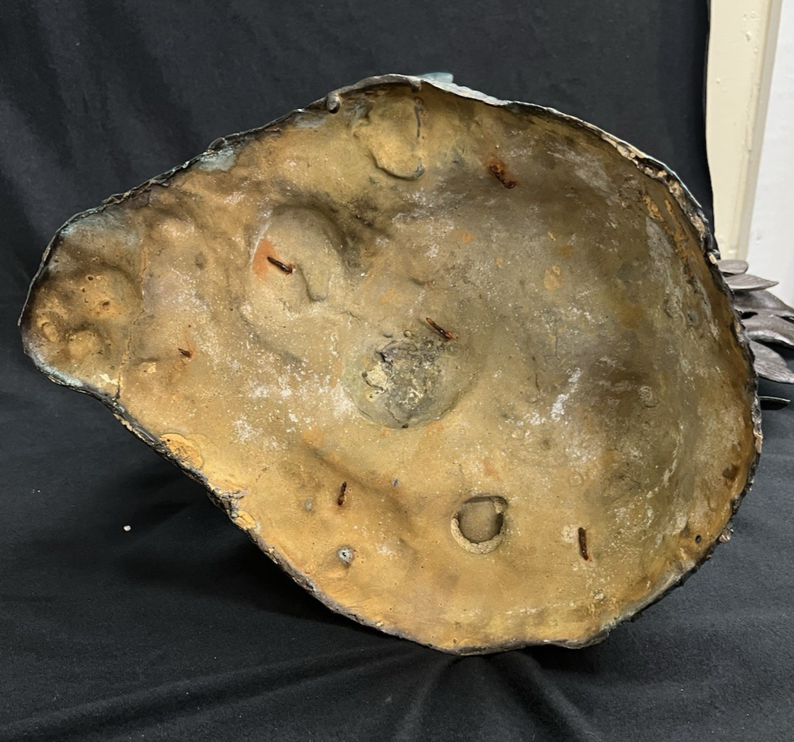 PB14 Bronze Green and Brown Three Angel Fish w/ Seaweed Sculpture/Statue 26.75"