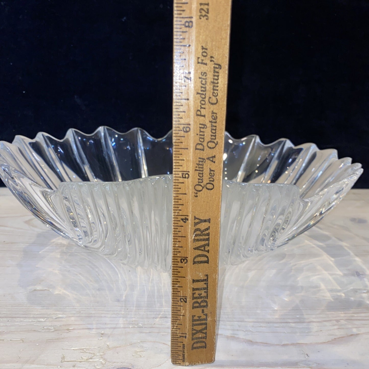 13 3/4" CJR Riedel Scallop Shell Shaped Clear Serving Display Bowl