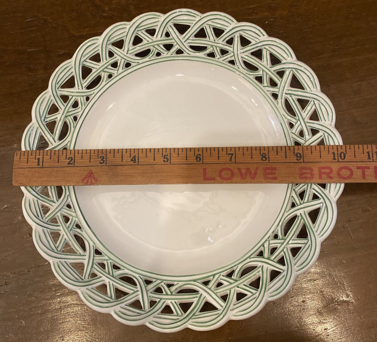 Reticulated Este Ceramiche Tiffany & Co. Green & White Plate BH244