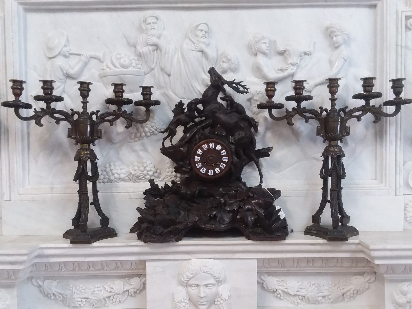 Pair Antique Bronze 5 light Candlesticks H 20" x W 18.5" Tripod Base Beautiful