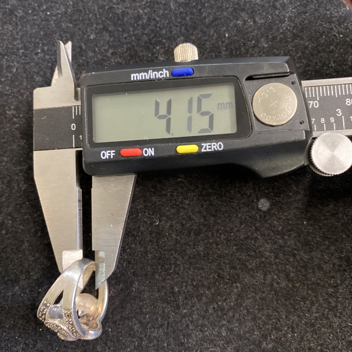 Sterling Silver 925 Garnet & Marcasite Multi Stone Ring SZ 6.5 7.2g JM16