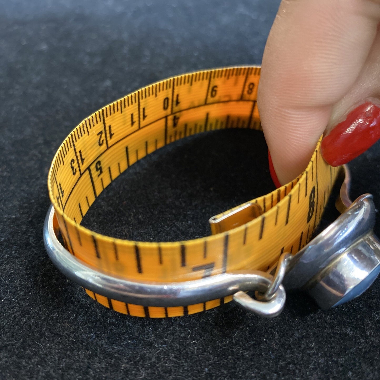 Handmade VTG Sterling & Gray Moby Pearl Bangle Bracelet Sz. 7 25.4g TESTED JM7