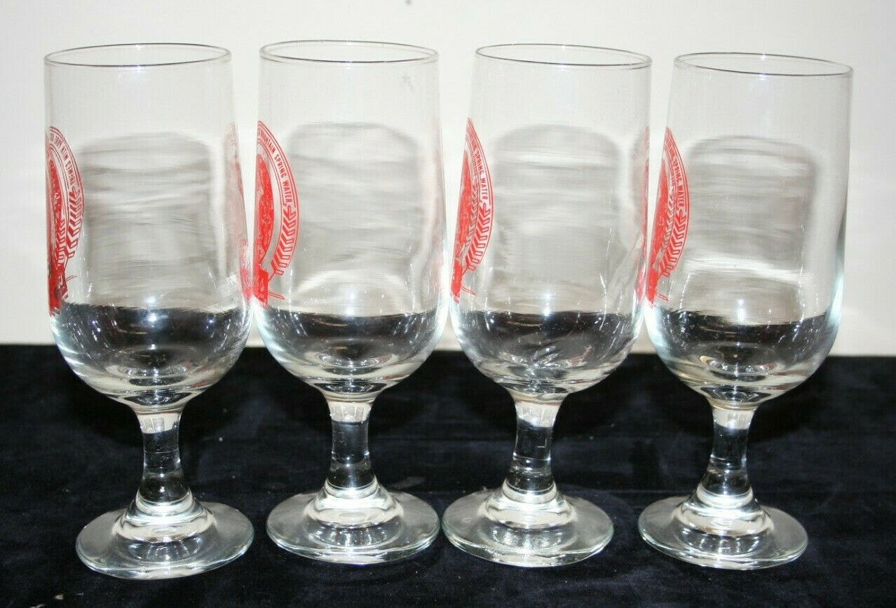 SET OF 4 COORS BEER GLASSES GOBLETS STEMMED 7" Glass 10 oz Red Logo Orig Box
