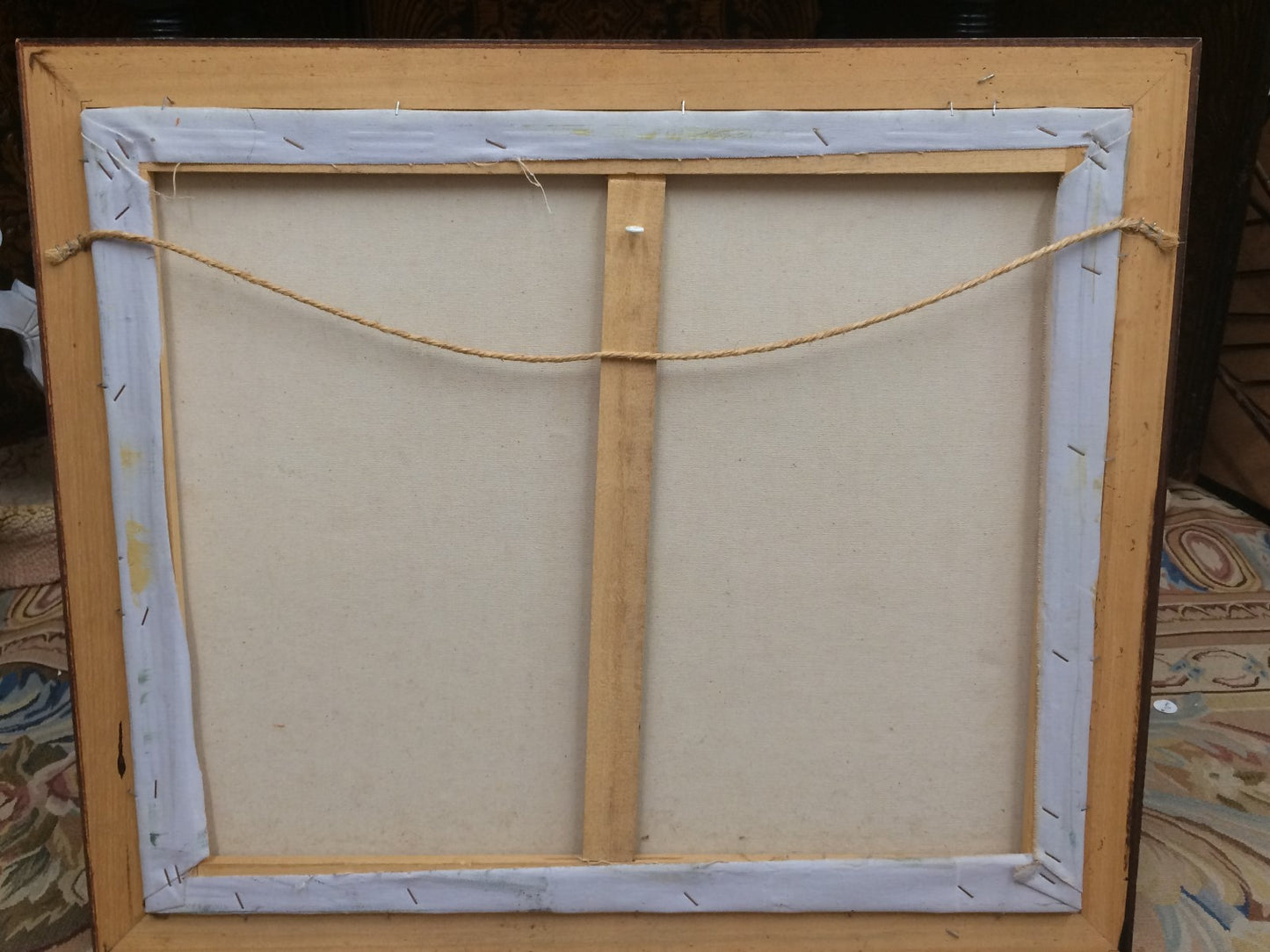 Vtg Oil Painting on Canvas Boats Ships in Harbor Signed Continental W27" x 23"