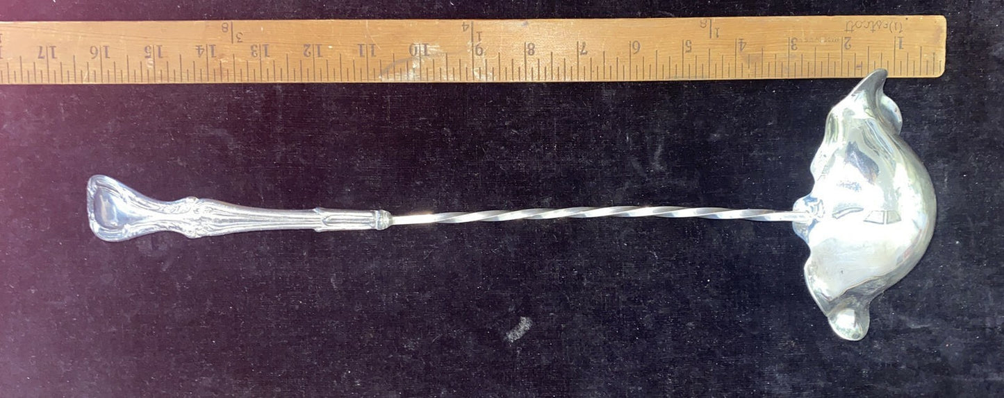 Rare Antique Rococo Twisted Handle Undulating Bowl Silverplated "17" Punch Ladle