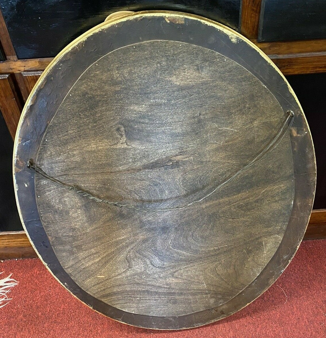 Antique Victorian Gold Oval Mirror w/ Cherub Faces and Wings