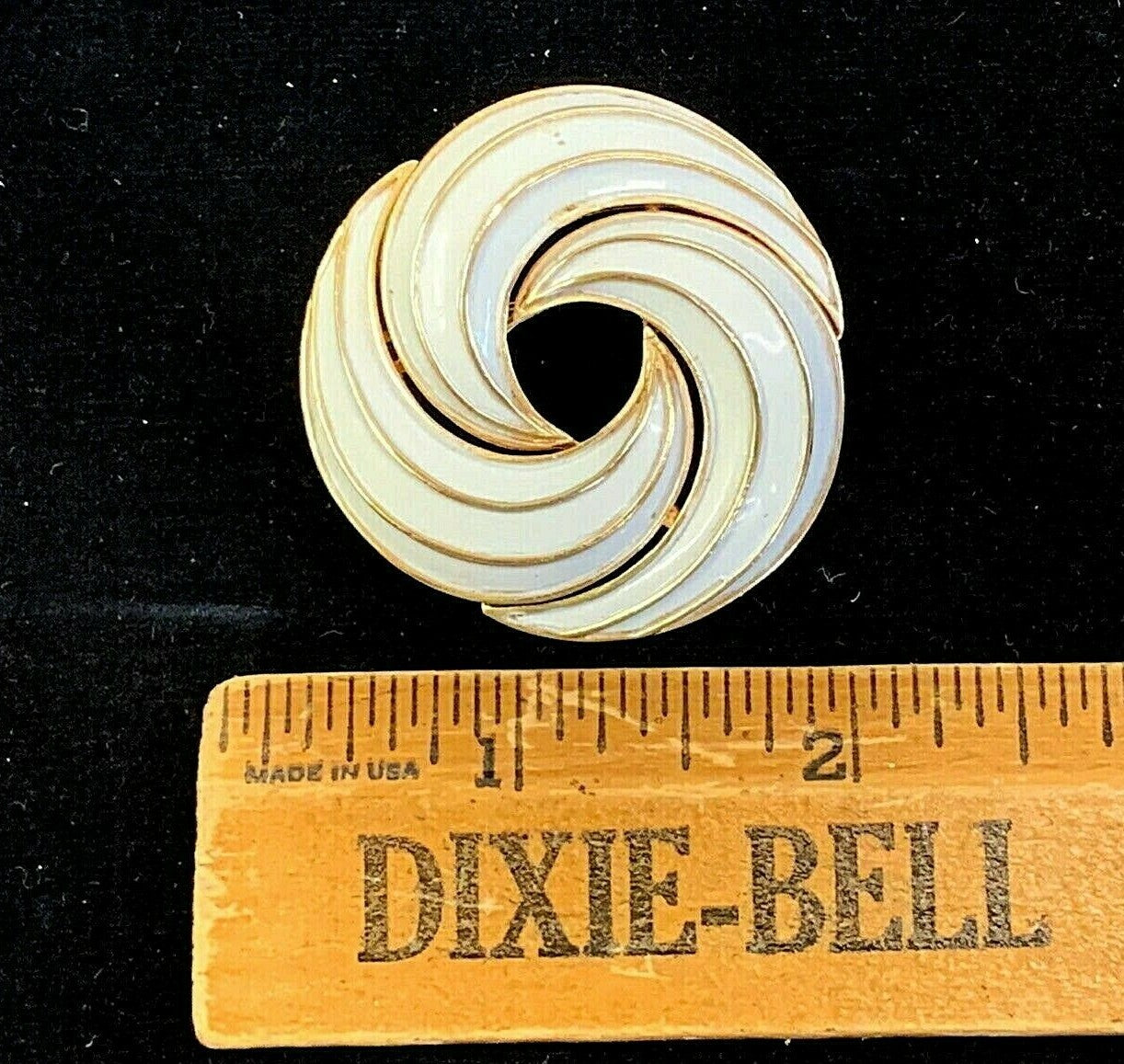 1950's Crown Trifari White Enamel Swirl Brooch Pin and Earrings Set