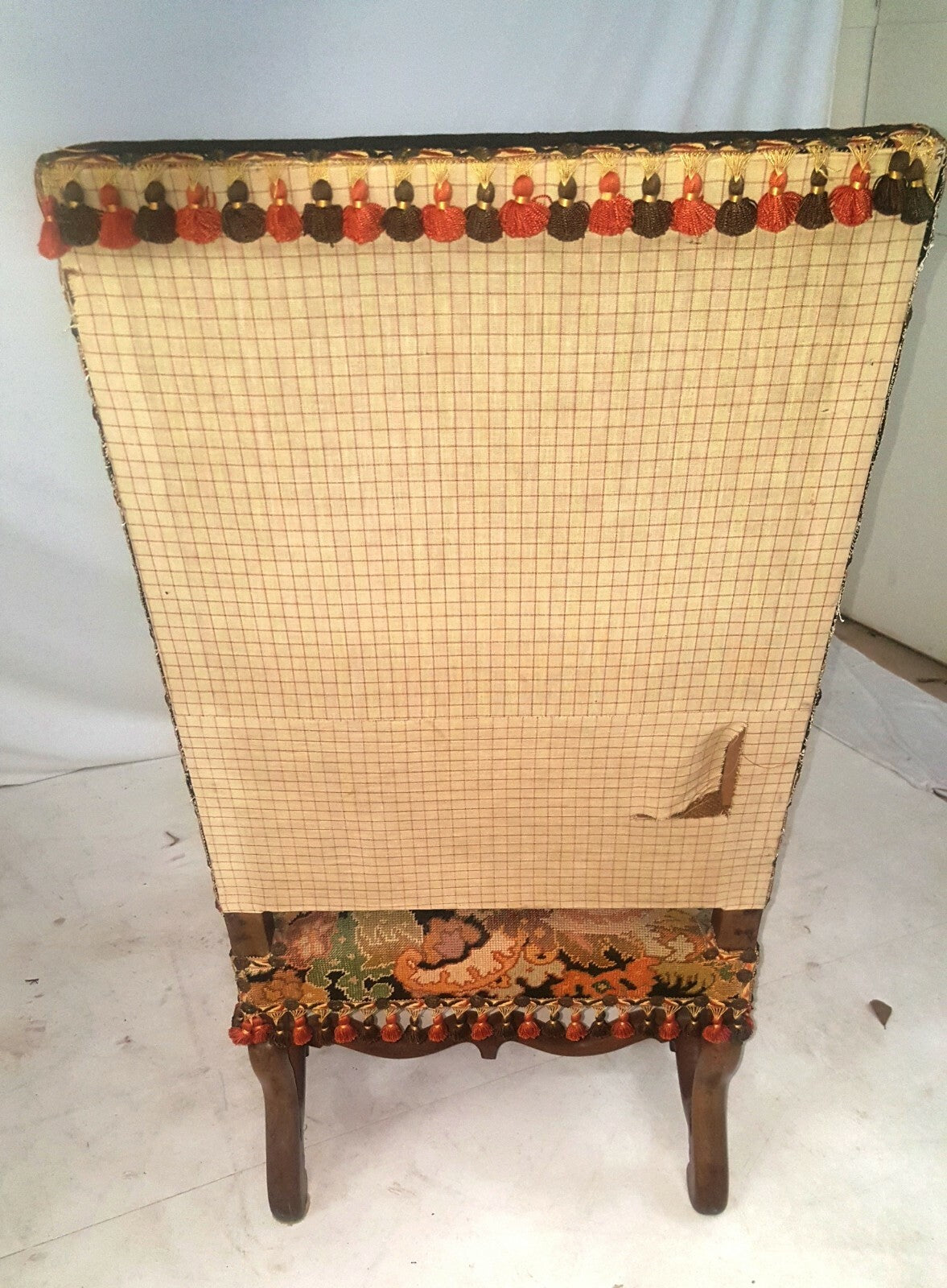 Antique 1880s French Needlepoint Armchair Os Du Mouton Throne Chair Fauteil