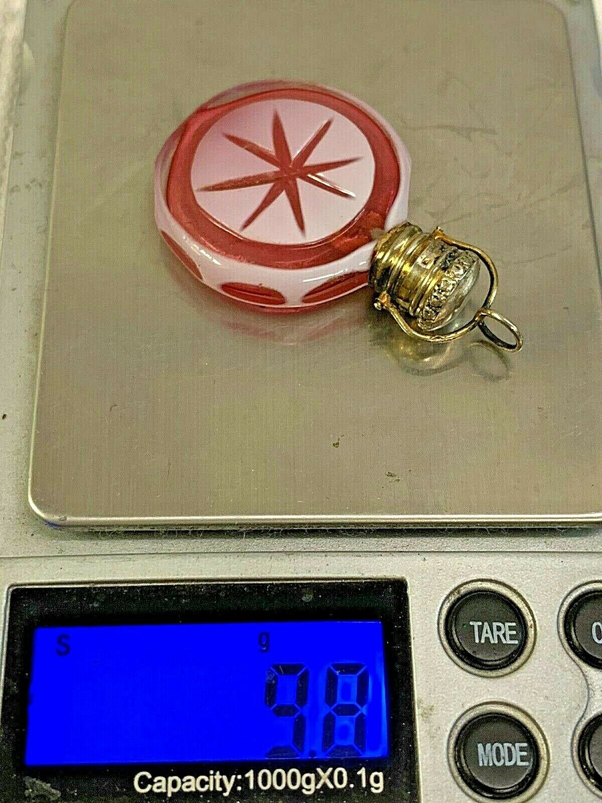 Antique 1880 Miniature French Cranberry Chatelaine Perfume Scent Bottle Sterling