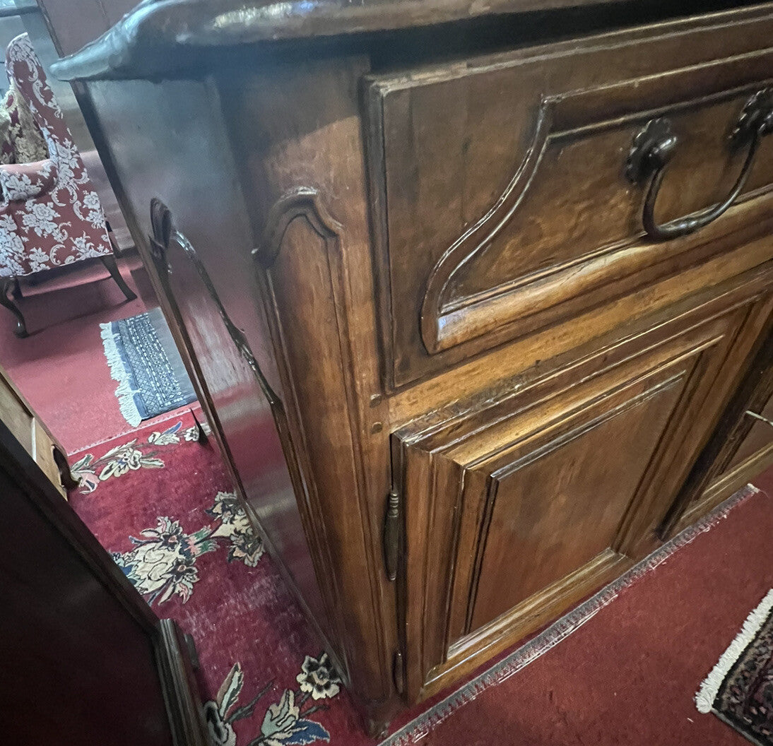 Antique French Oak Provincial Louis XV Chest Buffet Server Commode Sideboard