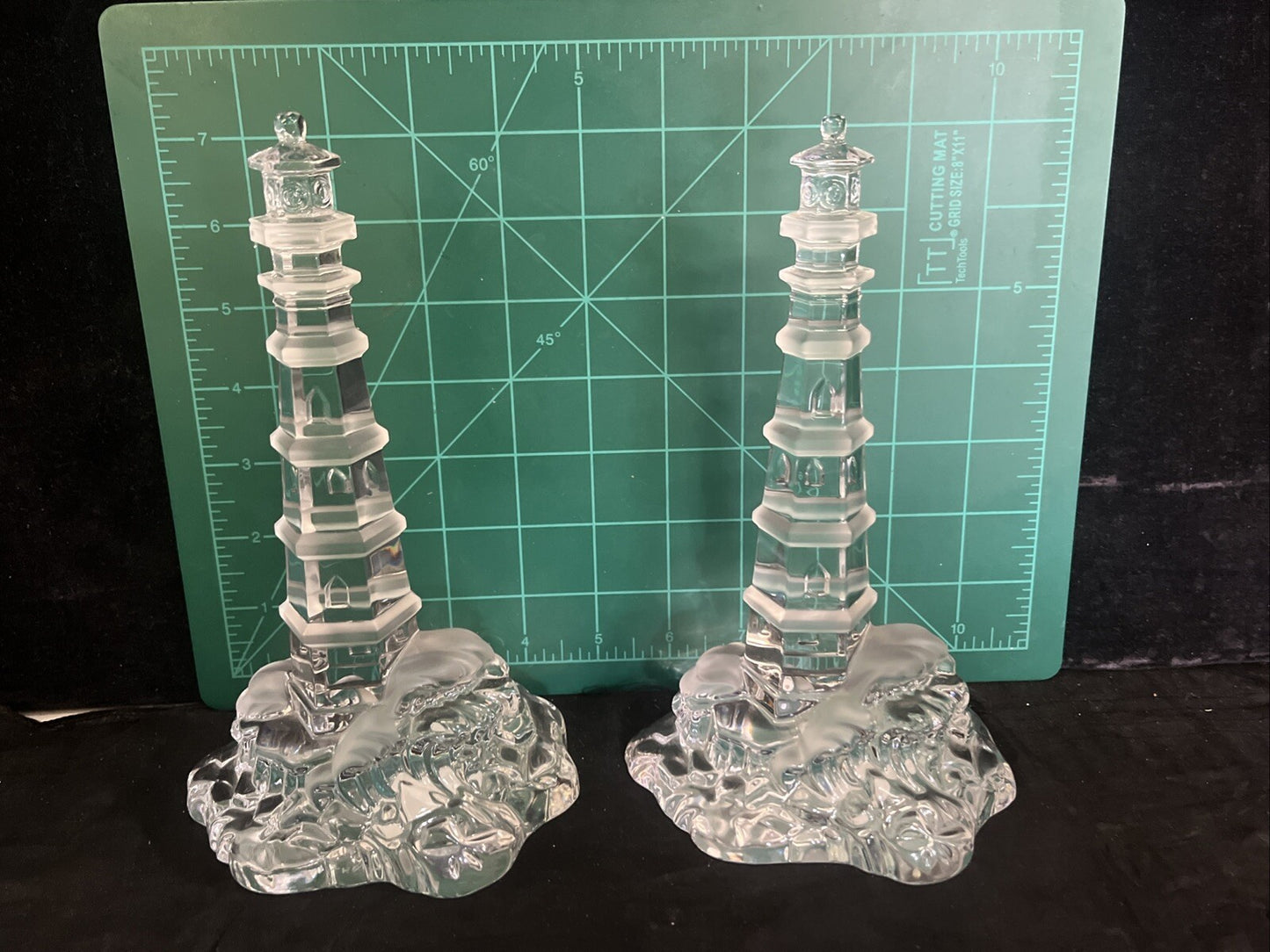 Pair of Lenox Light at Crystal Point Lighthouses 8" Height Pagoda Germany