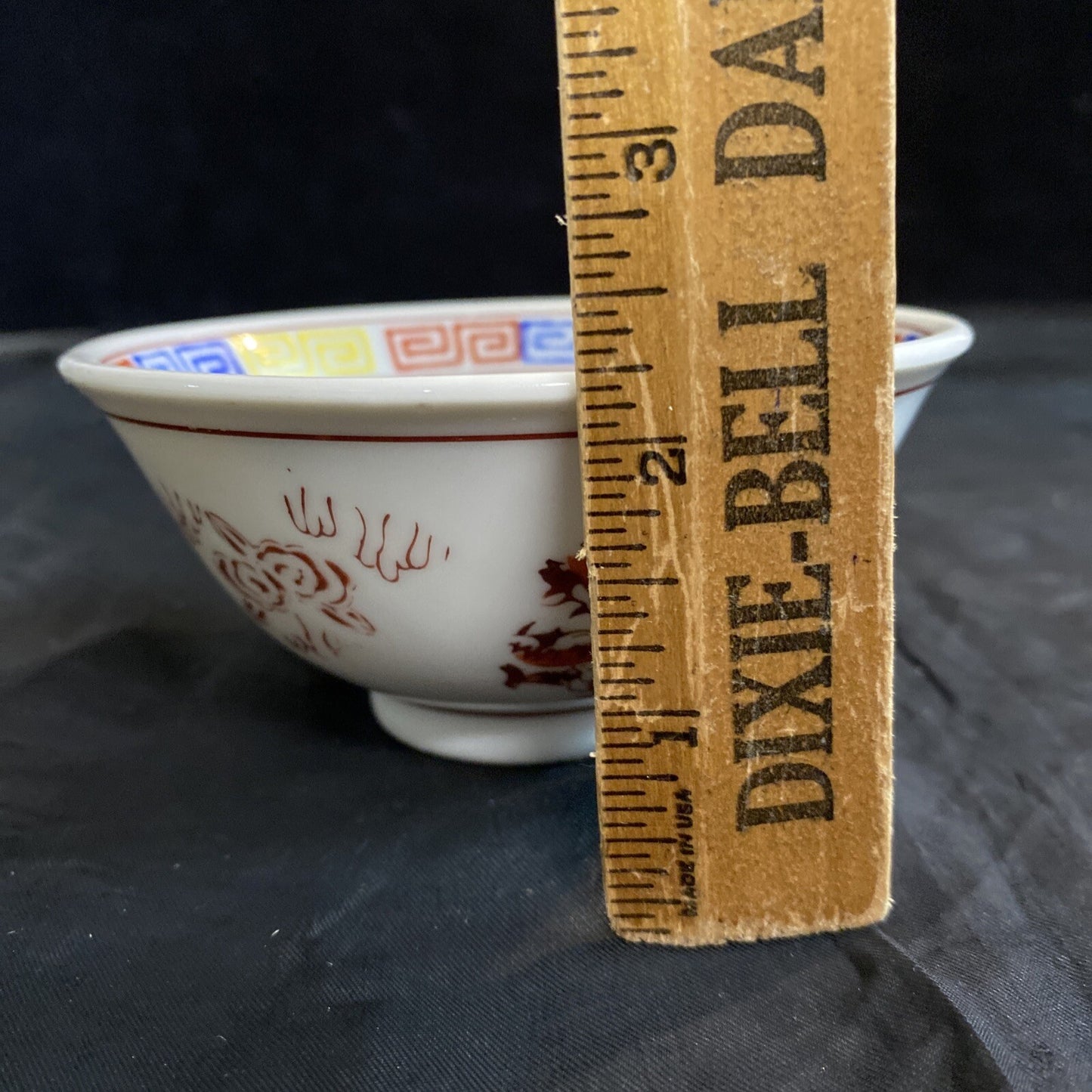 Japanese Saimin Porcelain Pheonix Dragon Key Design Rice/Noodle Bowl Set of 5