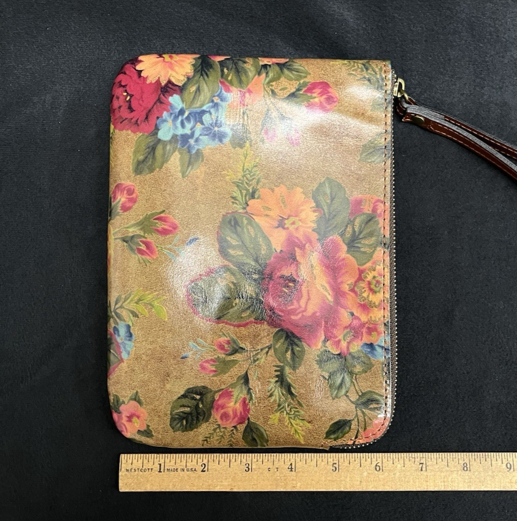 Patricia Nash Cassini Vintage Victorian Garden Leather Wristlet 9"