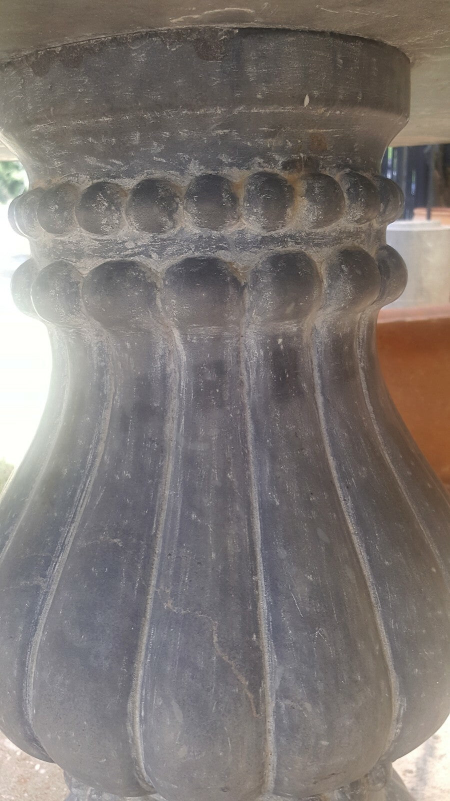 Gray Marble Round 47" Diameter Pedestal Table Patio Entryway Foyer Center Table