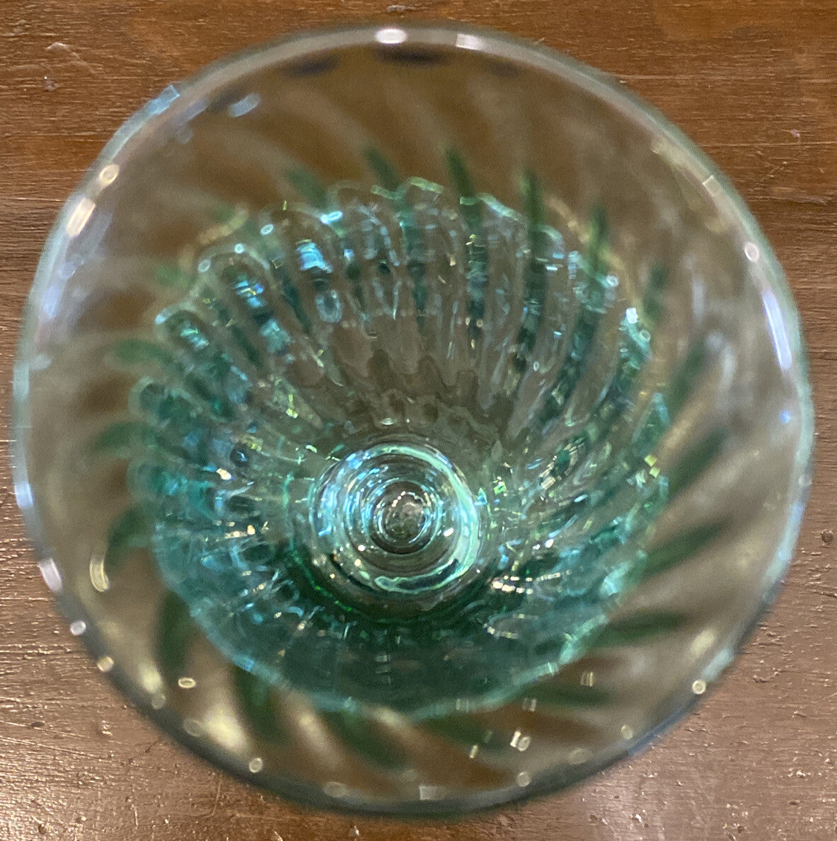 Set Of 12 Wilke Adolfsson Swedish Studio Glass 1993 Green Champagne Flute 8"