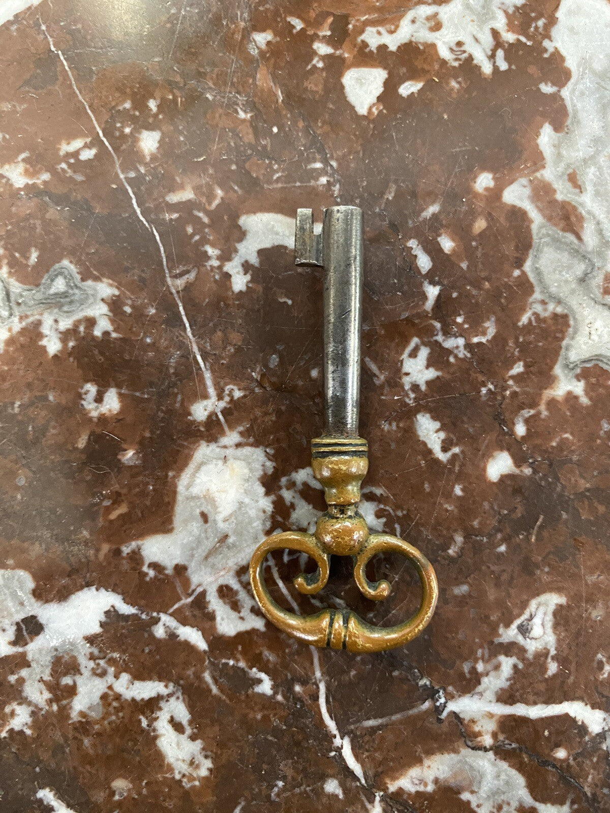 FRENCH MARBLE-TOP ROSEWOOD COMMODE SECRETAIRE CHEST OF DRAWERS