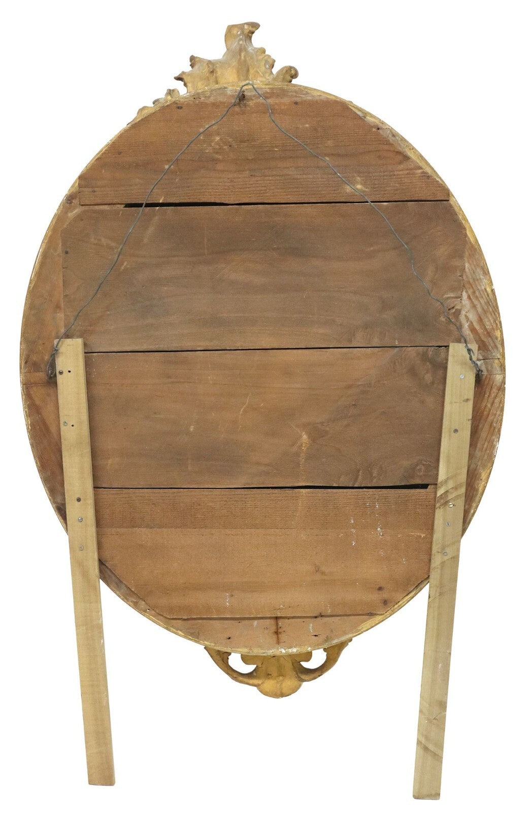 LARGE LOUIS XVI GOLD GILTWOOD OVAL WALL HANGING MIRROR, 55"H