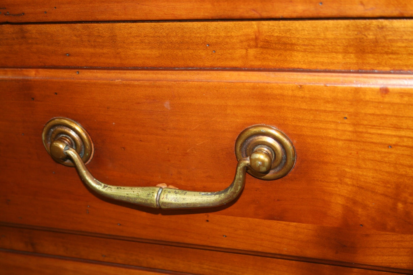 Antique French Provincial Louis Philippe Cherry Low Commode Chest of Drawers