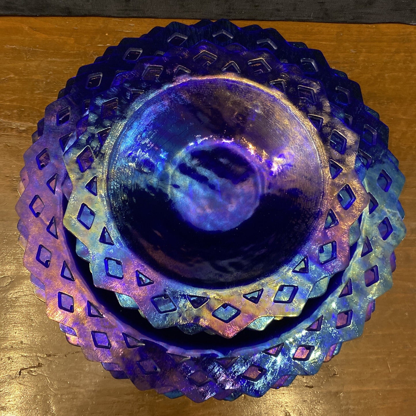 JL Camp Sun Shaped Iridescent Blue Plate & Bowl Set of 11 Bergdorf Goodman