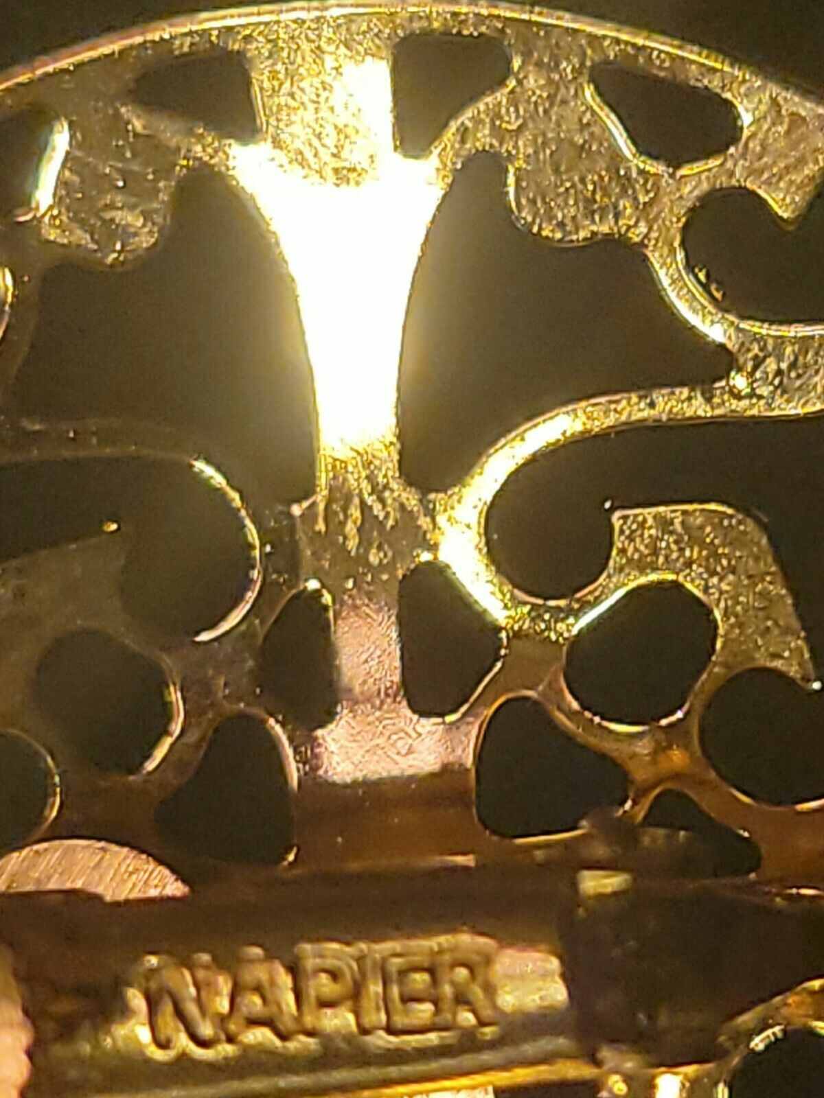 1980s Napier Filgree Round clip screwback earrings Goldtone 1.5"