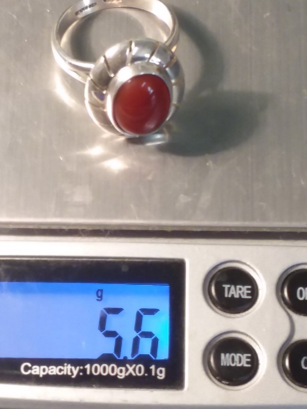 Red Carnelian Sterling Silver Ring Mexico CII Sz 9.75 5.6g