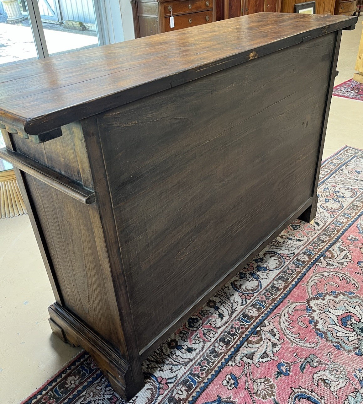 RUSTIC ITALIAN RENAISSANCE STYLE CARVED WALNUT TWO-DOOR CHEST SIDEBOARD CREDENZA