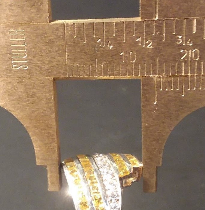 925 Sterling Cz & Yellow Citrine Gemstone Ring 5.3g sz 9.75