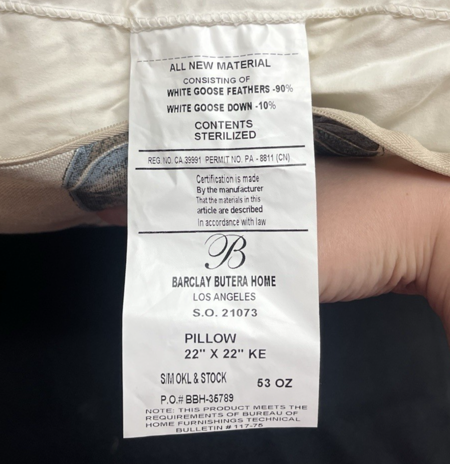 4 Barclay Butera Goose Down & Feather Seashell Themed Throw Pillows 22" x 22"