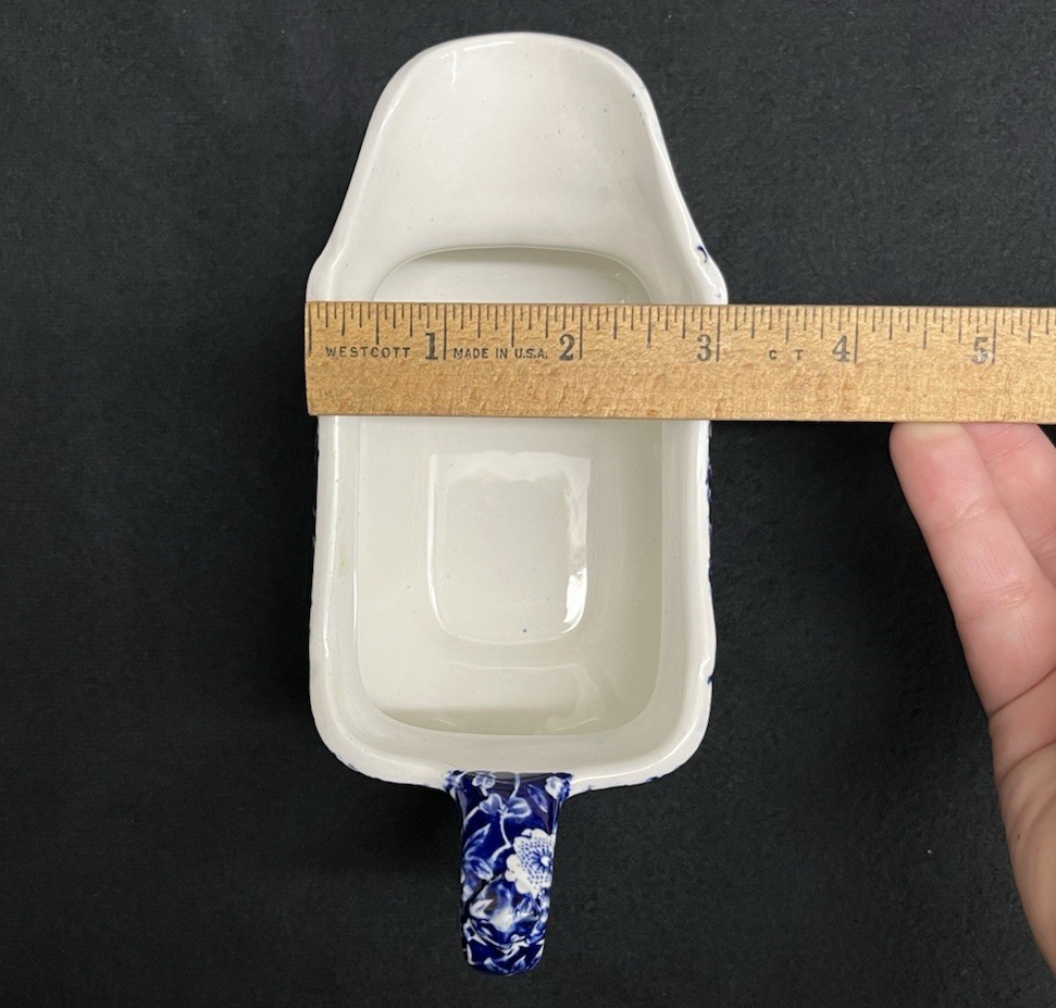 Blue Calico Crownford Staffordshire China Gravy Boat 7"