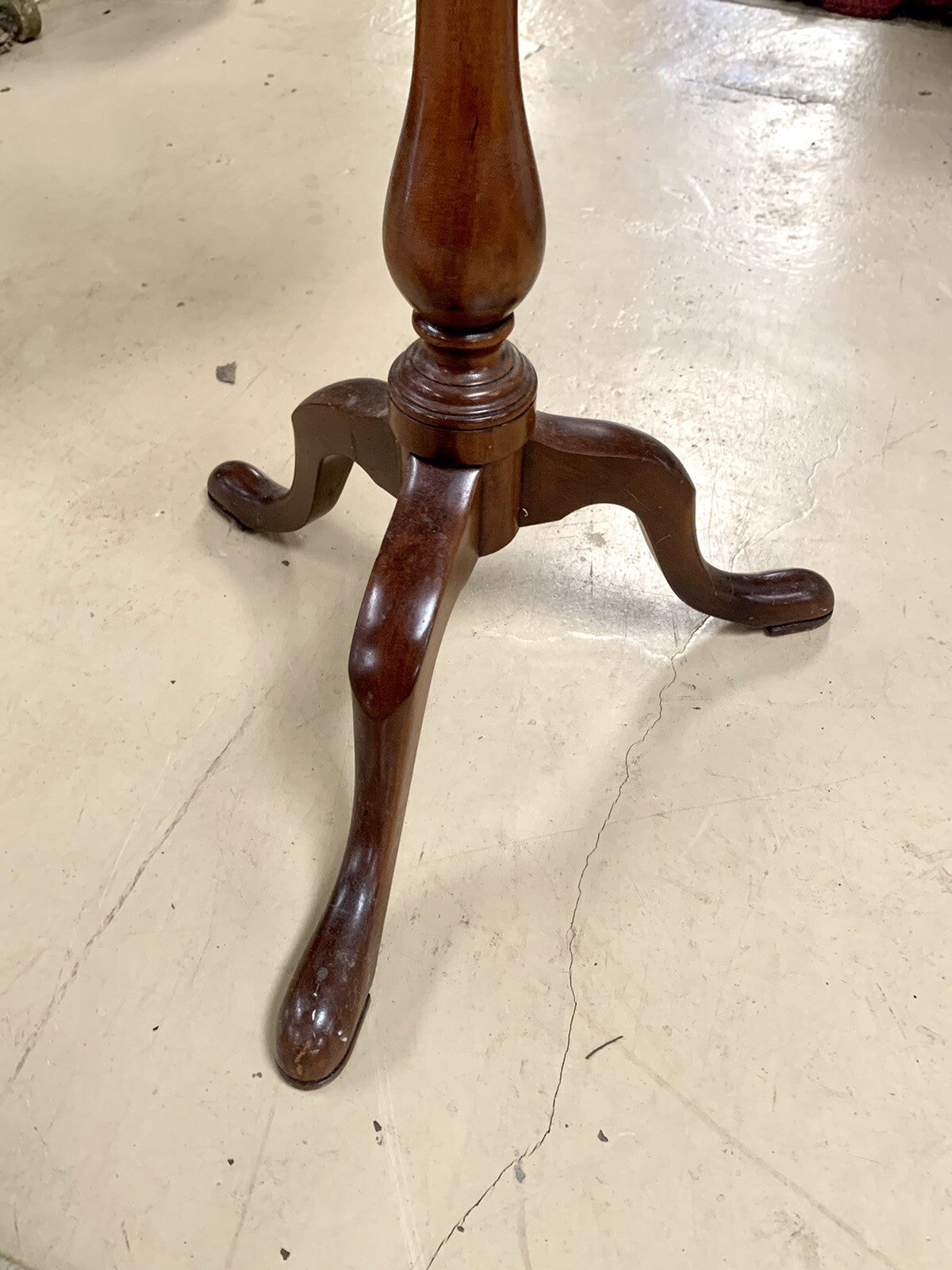 Antique Cherry Victorian Fire Pole Screen Stand w Tapestry