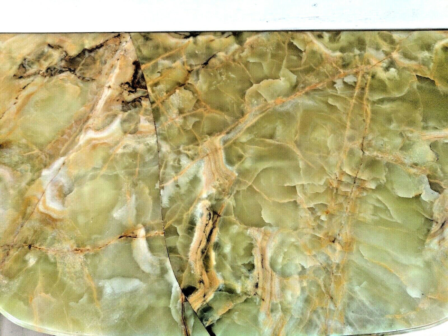 Antique French Rococo Style Scrolled Iron Console W61" Marble Onyx Attaches Wall