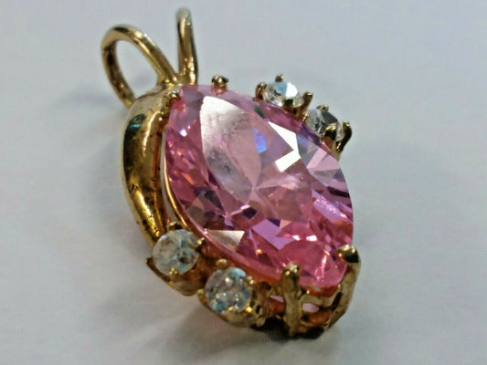 10k Pink Ice CZ Pendant .75" 3.20 grams