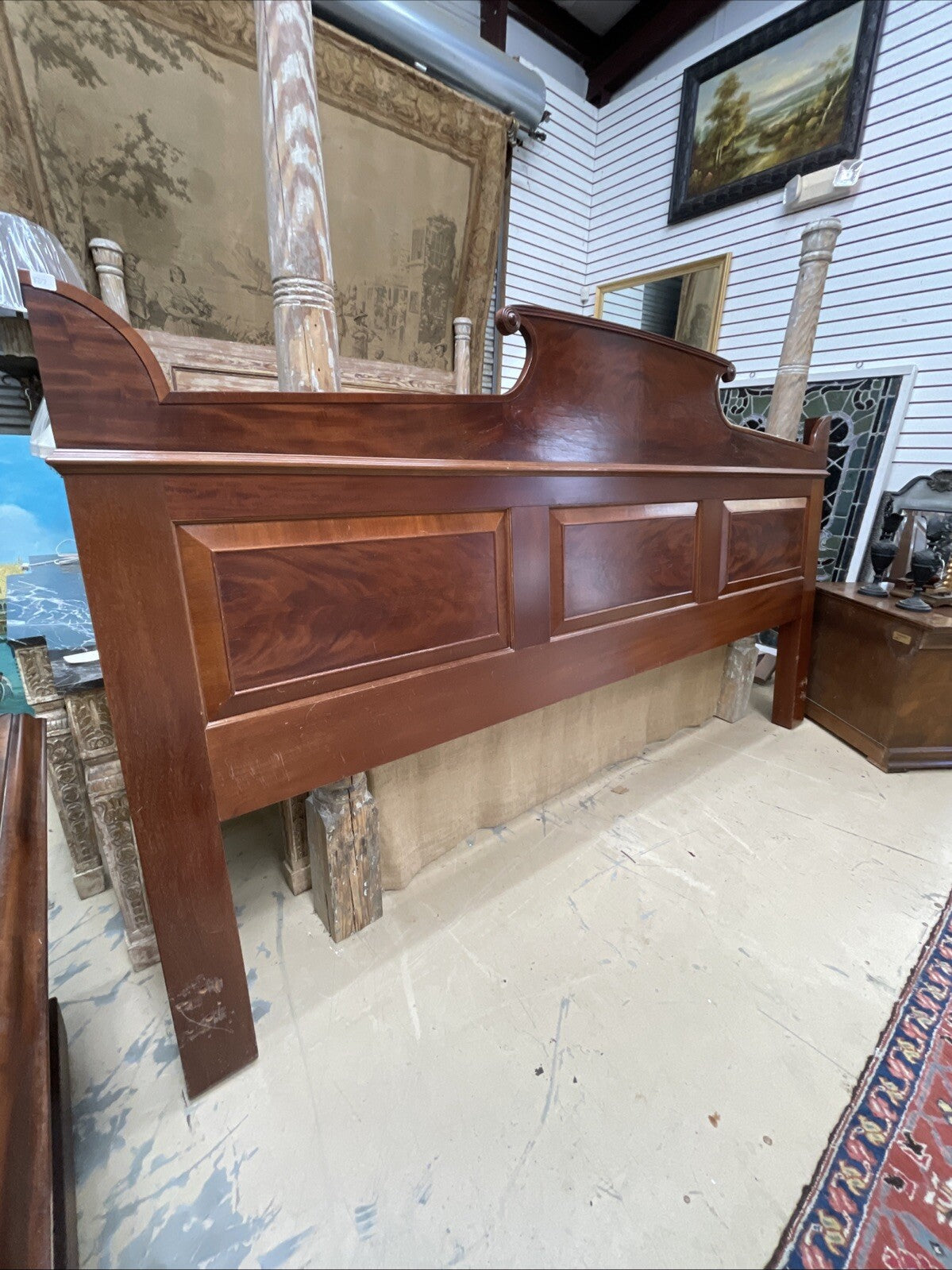 Double Queen Size Custom Paneled Crotch Mahogany Headboard FS7