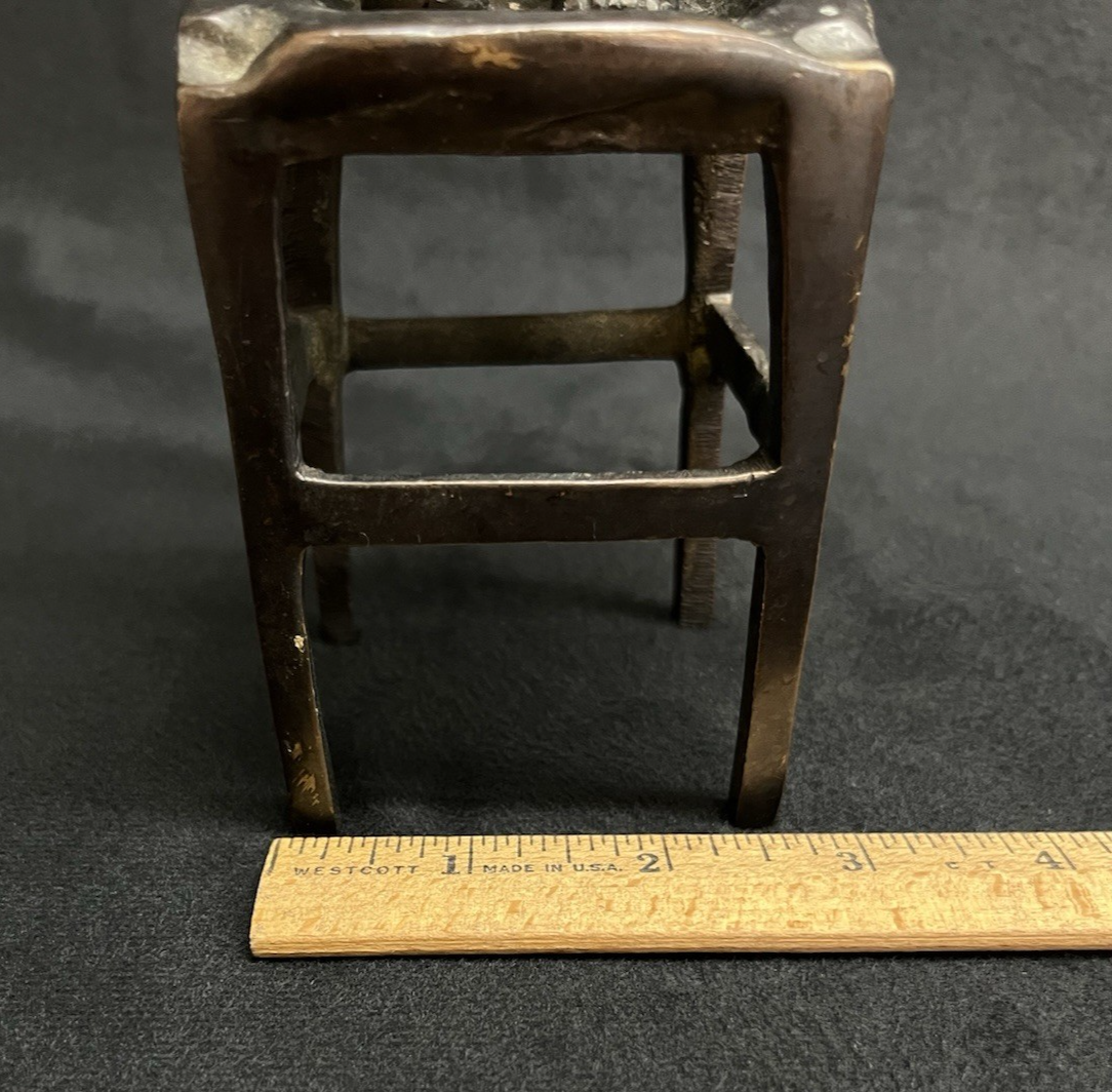 Antique After Juan Clara Bronze Sculpture Girl on Chair w/ One Shoe 11.5"