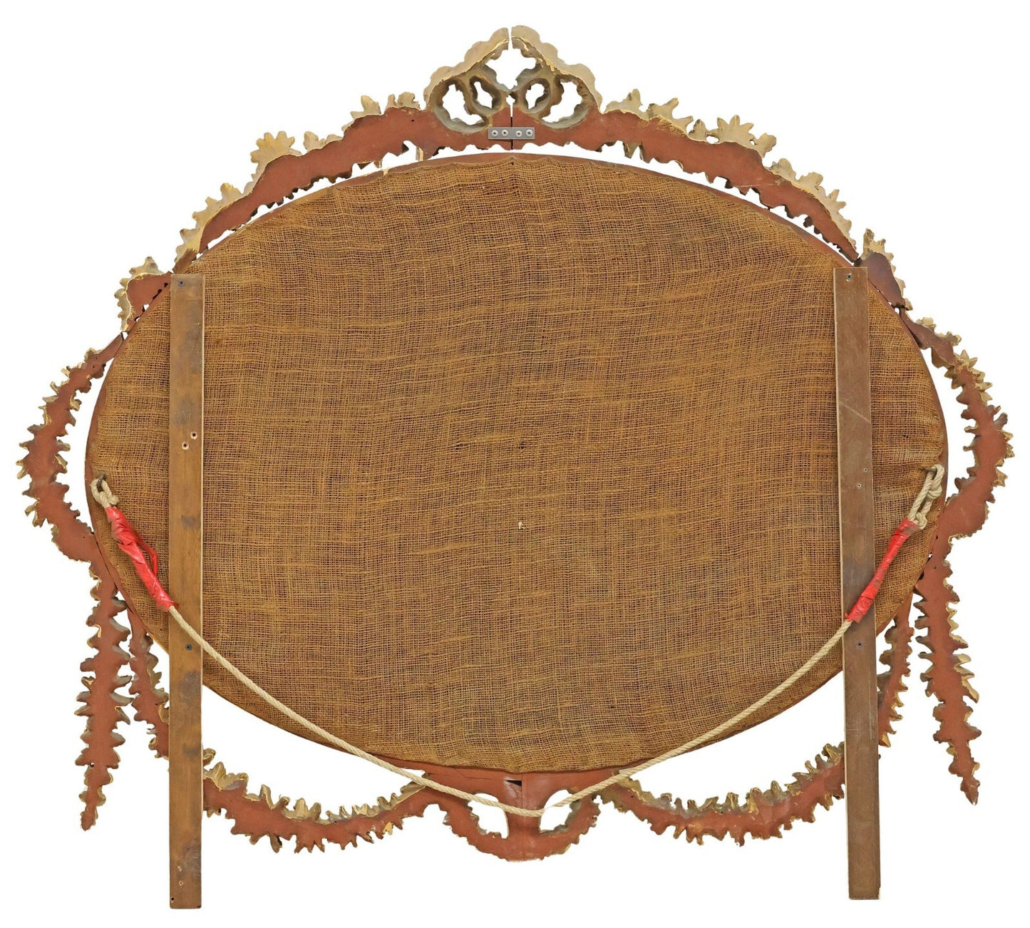 LOUIS XVI CARVED FLORAL SWAG GILT GOLD PAINTED BEVELED OVAL WALL MIRROR 51x43