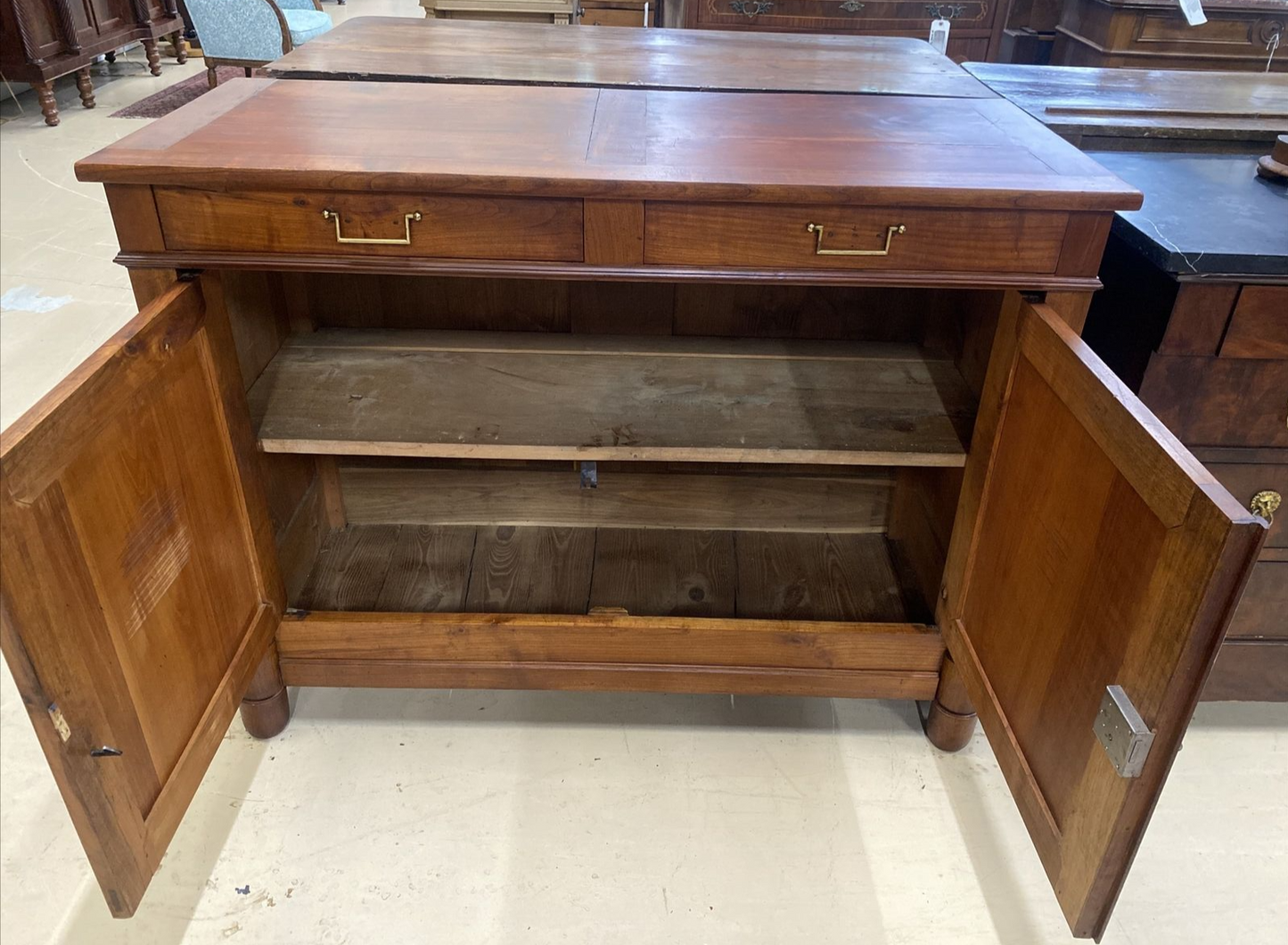 Antique French Empire Style Cherry Wood Sideboard Chest Buffet Commode c. A13