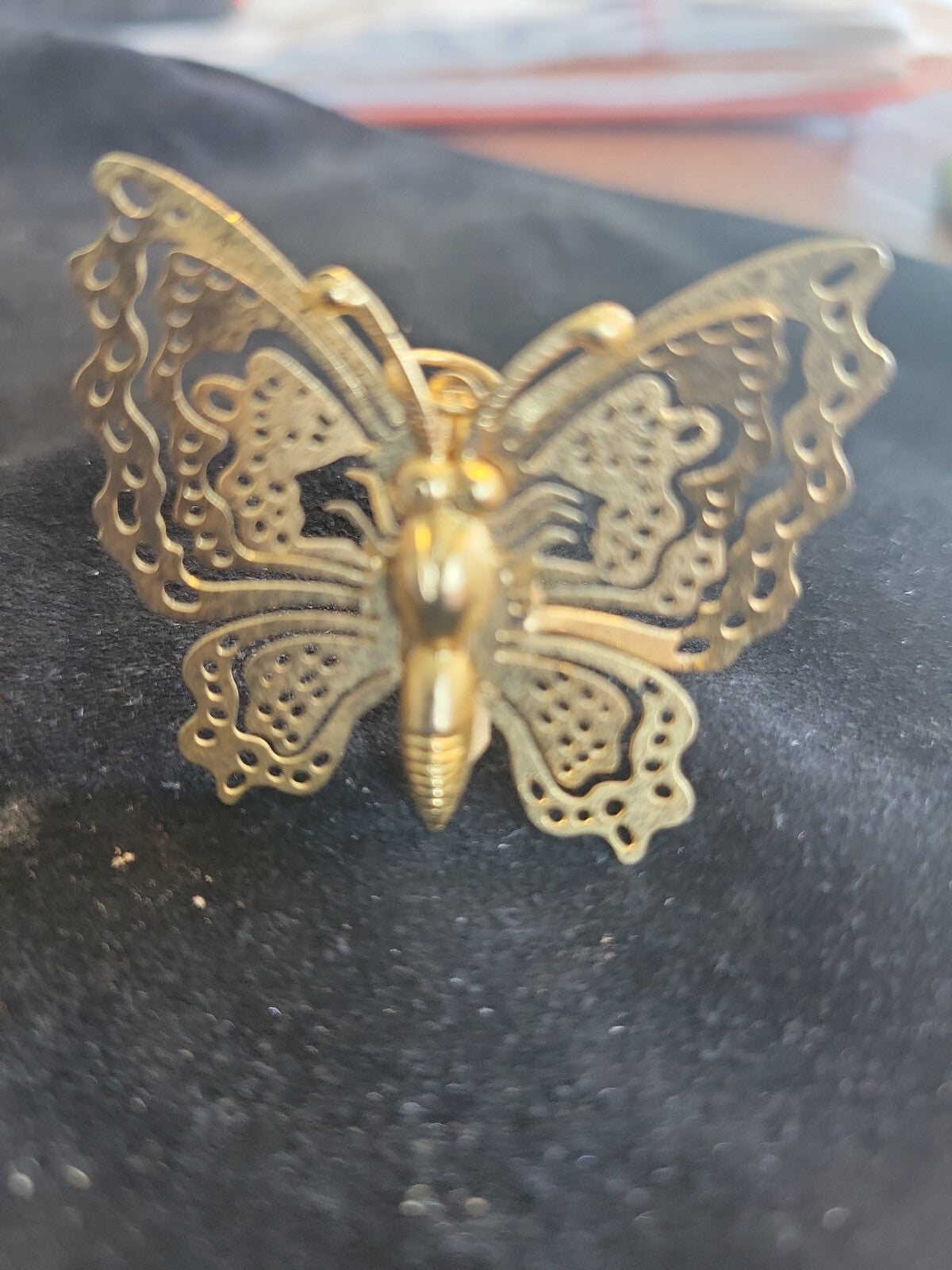 Gold Plated Butterfly Brooch Pin Pendant Engraved Lady A. LESSER G.H.P. 1994-95